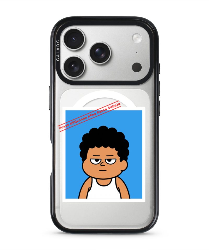 Senyum Paksa Edition phone case, Uncle Boi's unamused passport photo stamped Untuk Kegunaan Kena Paksa Sahaja