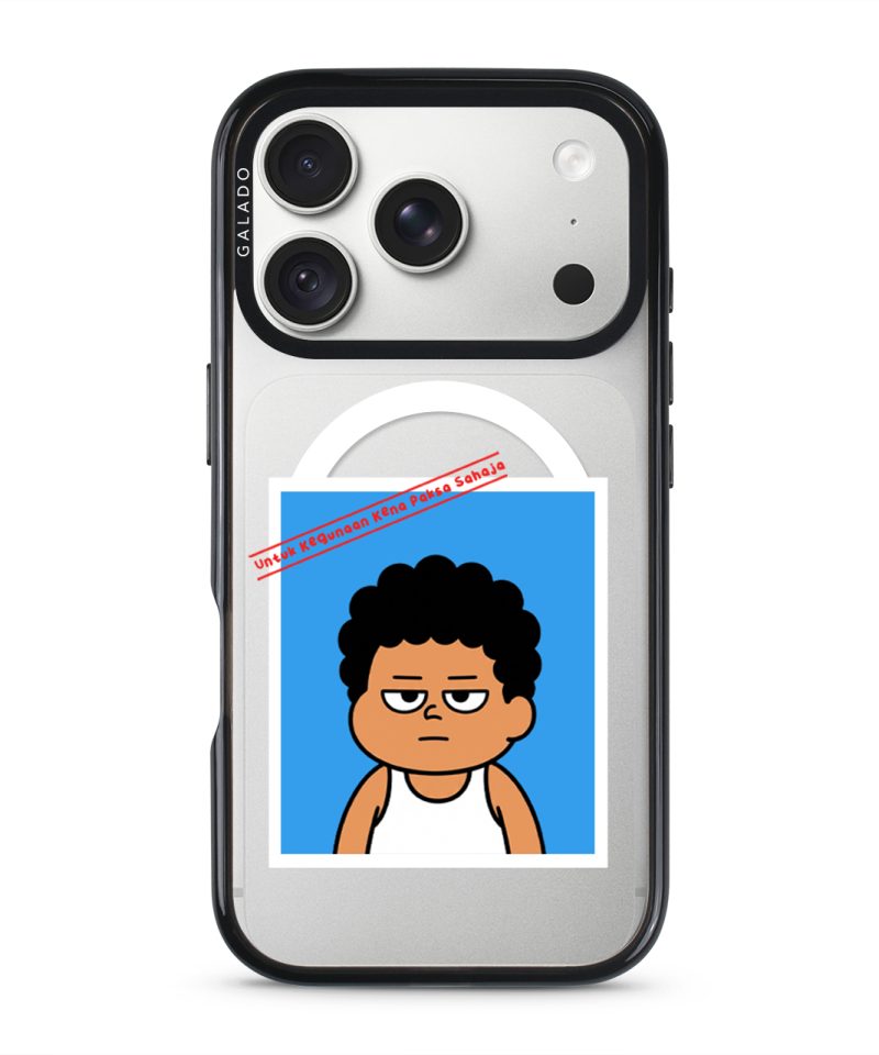 Senyum Paksa Edition phone case, Uncle Boi's unamused passport photo stamped Untuk Kegunaan Kena Paksa Sahaja