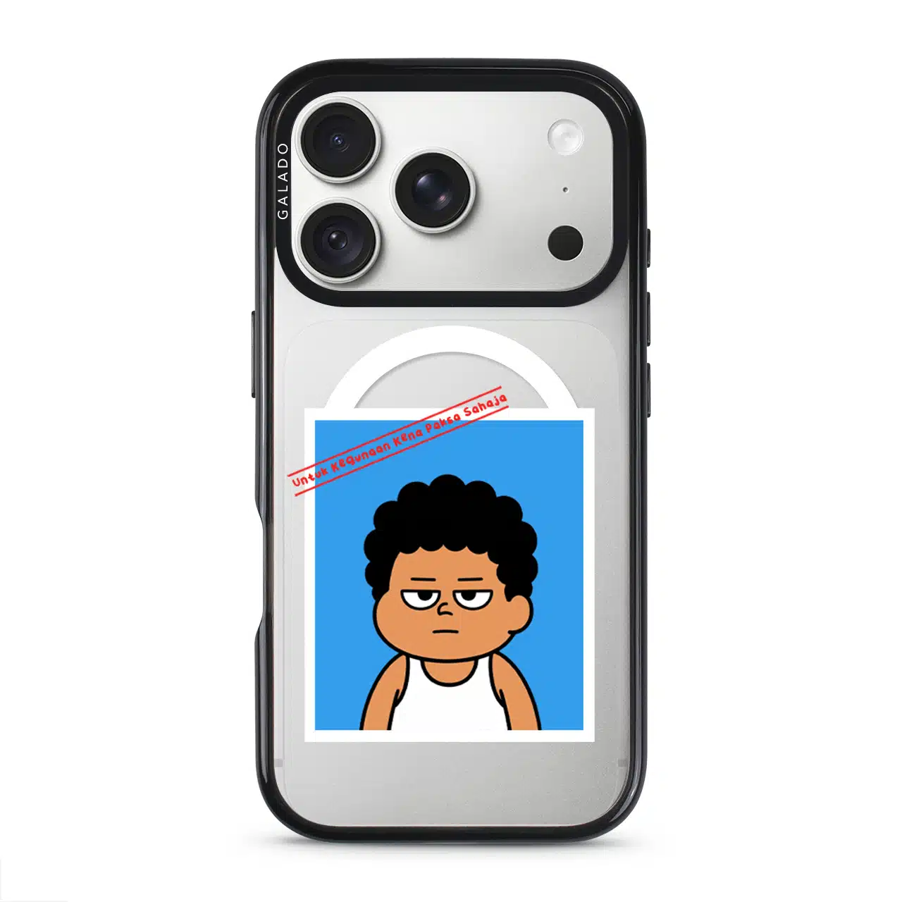 Senyum Paksa Edition phone case, Uncle Boi's unamused passport photo stamped Untuk Kegunaan Kena Paksa Sahaja