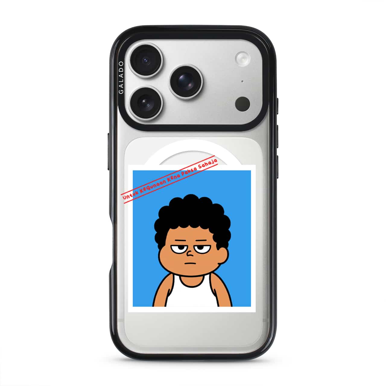 Senyum Paksa Edition phone case, Uncle Boi's unamused passport photo stamped Untuk Kegunaan Kena Paksa Sahaja