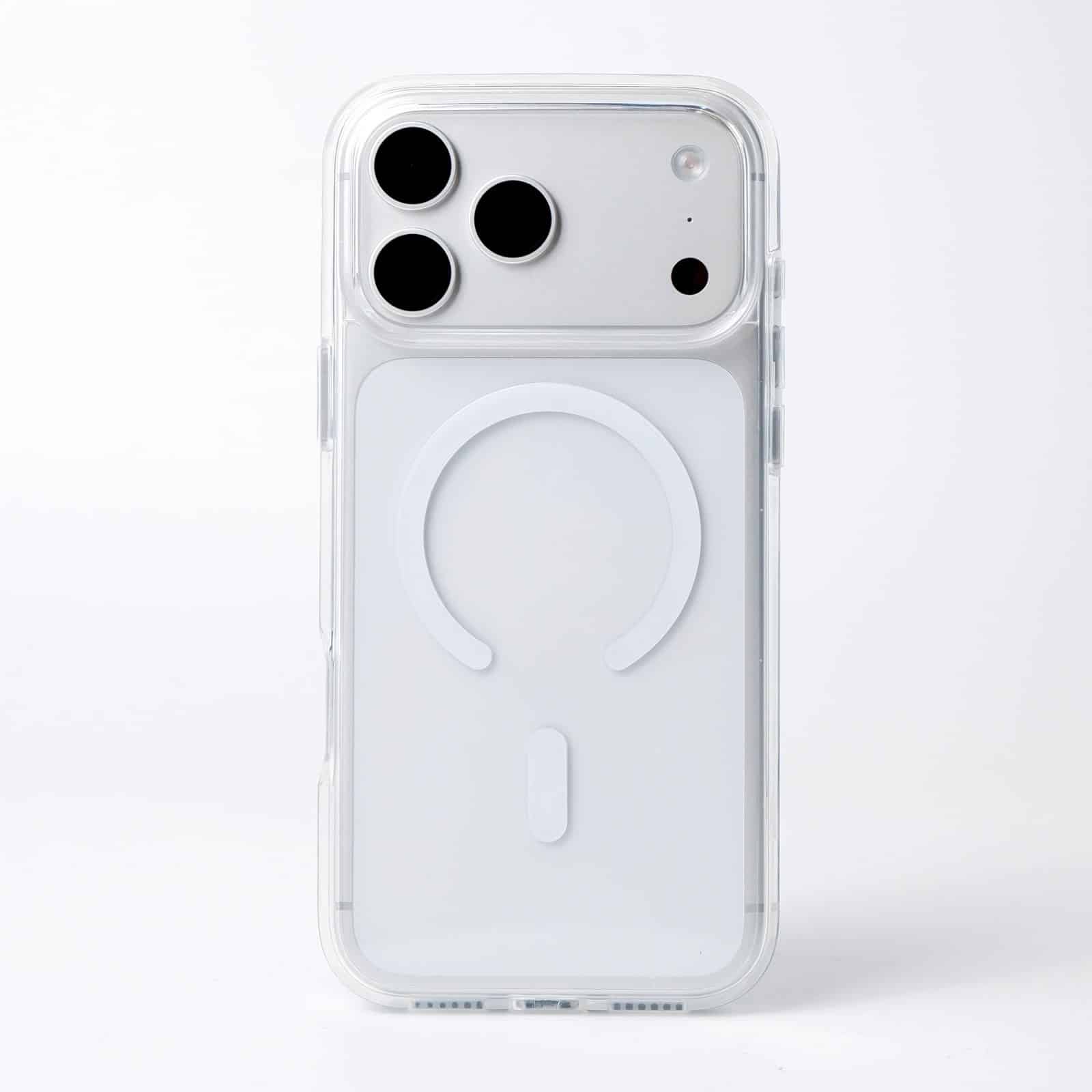 GALADO Clear Guard MagSafe case on the iPhone 18 Pro, front view
