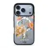Peony phone case by Farah Latifi Studio, peach and coral peonies on a clear case