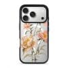 Peony phone case by Farah Latifi Studio, peach and coral peonies on a clear case