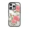 Rose phone case by Farah Latifi Studio, pink roses and buds on a clear case
