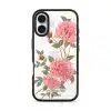 Rose phone case by Farah Latifi Studio, pink roses and buds on a clear case