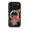 Rose phone case by Farah Latifi Studio, pink roses and buds on a clear case