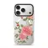 Rose phone case by Farah Latifi Studio, pink roses and buds on a clear case
