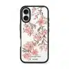 Sakura phone case by Farah Latifi Studio, pink cherry blossom branches on a clear case