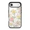 Whimsy phone case by Farah Latifi Studio, small yellow and pink wildflowers on a clear case