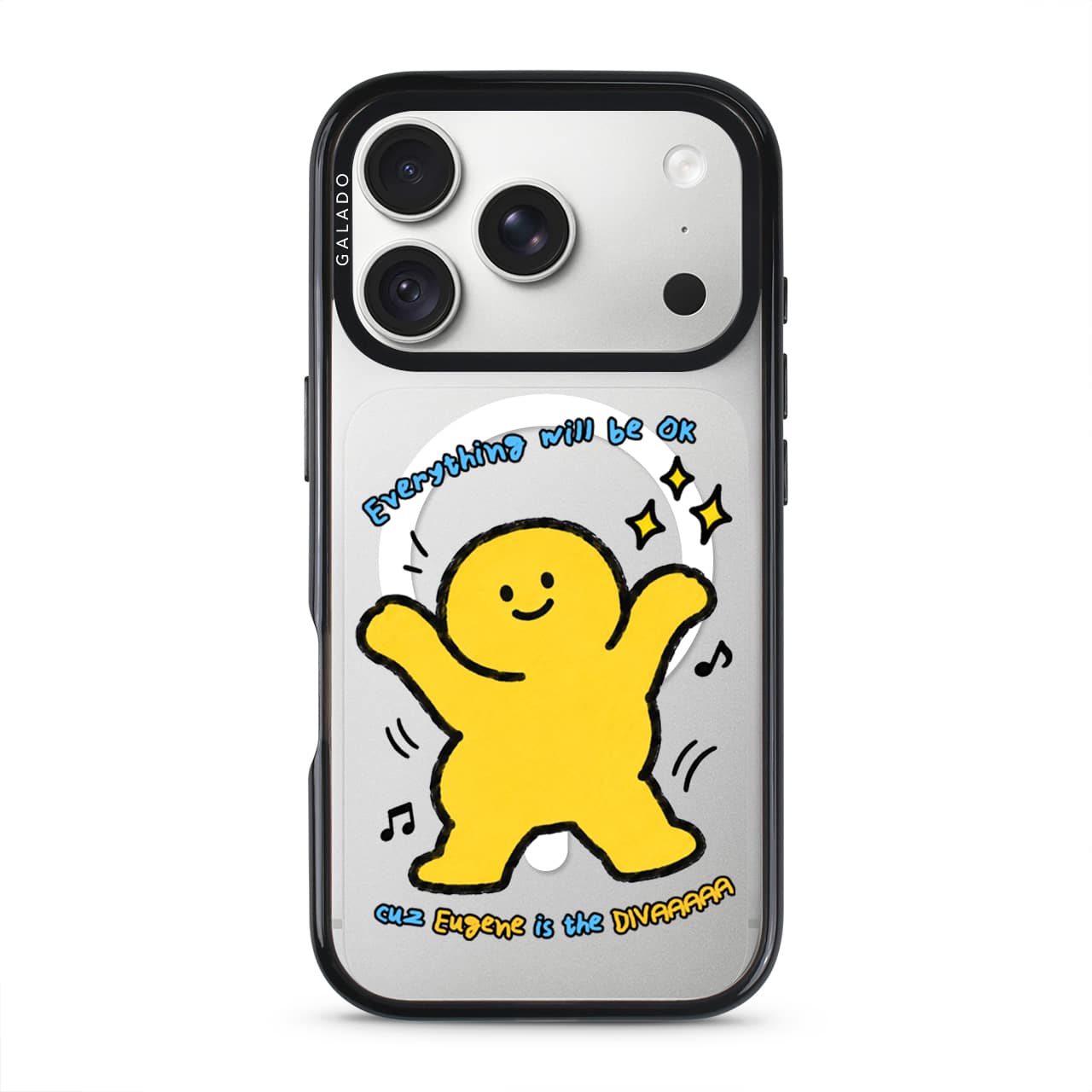 Kurning's Notes Good Mood Groove phone case on a clear GALADO ProGuard case