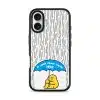My Little Peace phone case, Kurning under a blue umbrella in the rain reading A little peace under here
