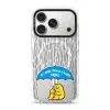 My Little Peace phone case, Kurning under a blue umbrella in the rain reading A little peace under here