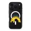 Stay Weird phone case, Kurning bent into a yellow arch under the words Just do what you want
