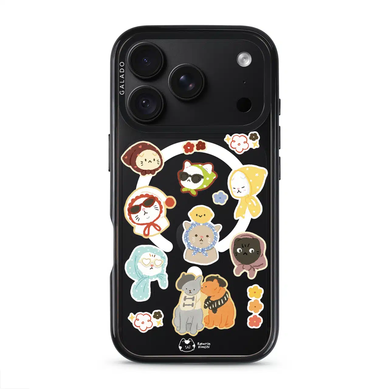 Babushka Cats phone case by Rawrin Kimchi, a pattern of little cats in their own outfits