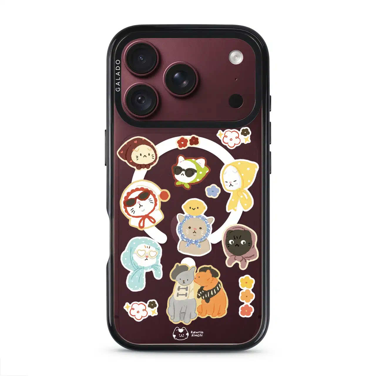 Babushka Cats phone case by Rawrin Kimchi, a pattern of little cats in their own outfits