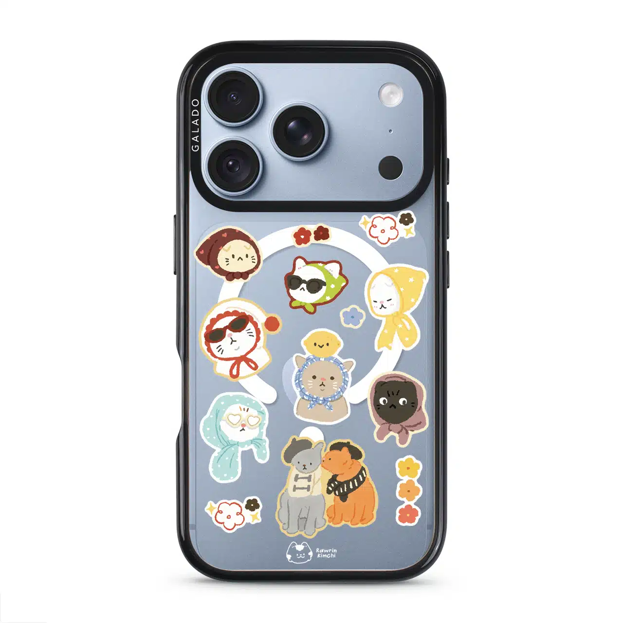 Babushka Cats phone case by Rawrin Kimchi, a pattern of little cats in their own outfits
