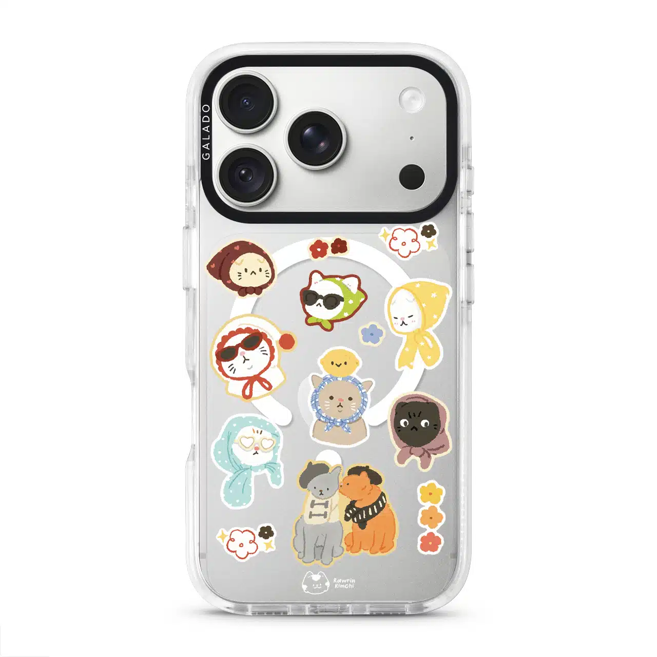 Babushka Cats phone case by Rawrin Kimchi, a pattern of little cats in their own outfits