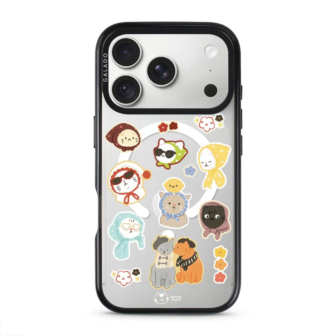 Babushka Cats phone case by Rawrin Kimchi, a pattern of little cats in their own outfits