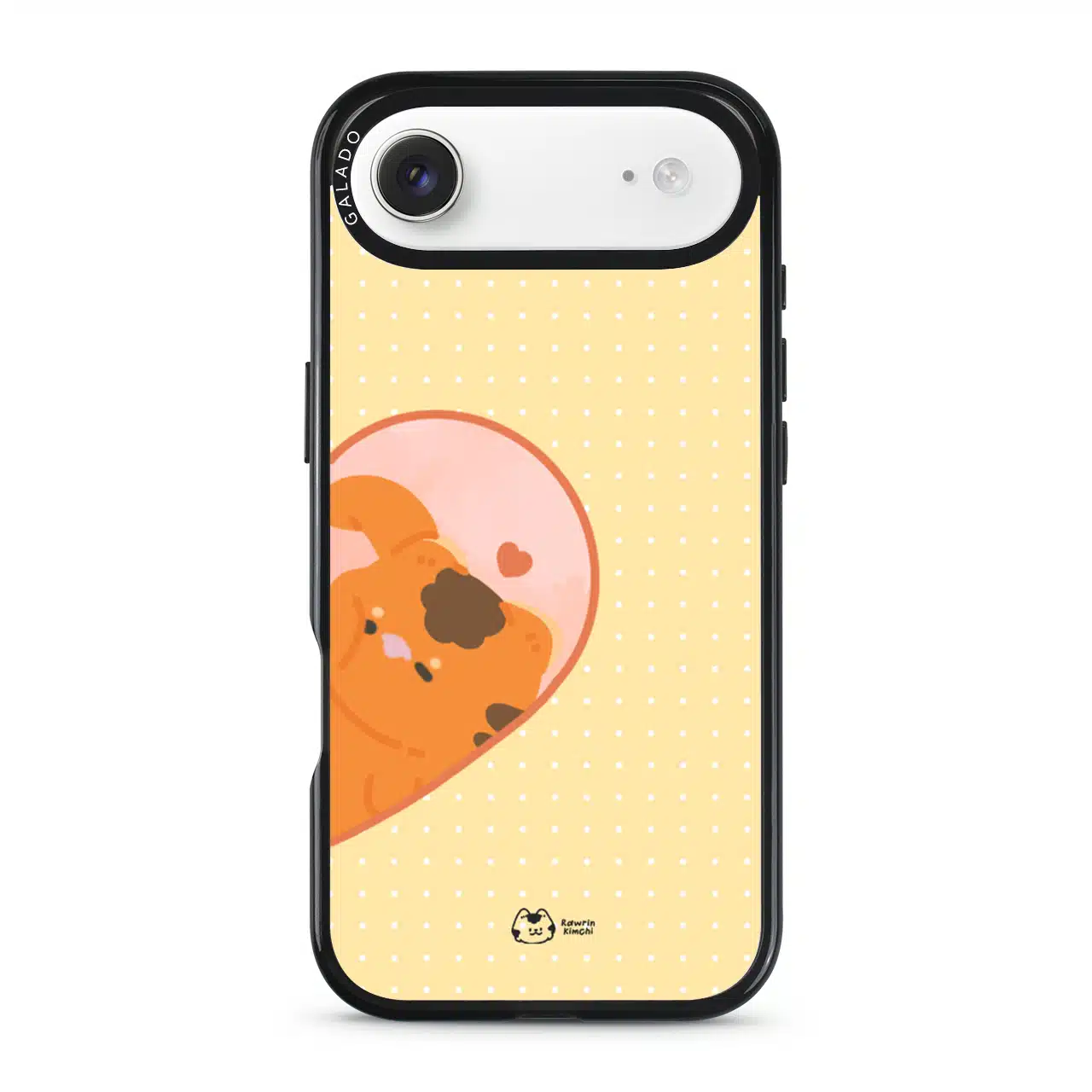 Kimchi Couple Case by Rawrin Kimchi, Kimchi inside half a heart on a yellow case