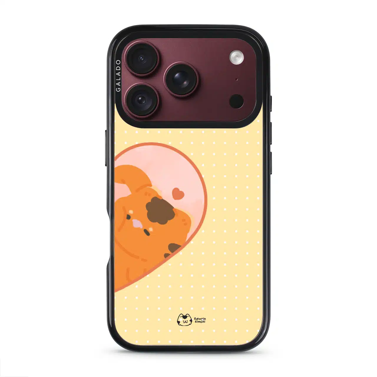 Kimchi Couple Case by Rawrin Kimchi, Kimchi inside half a heart on a yellow case