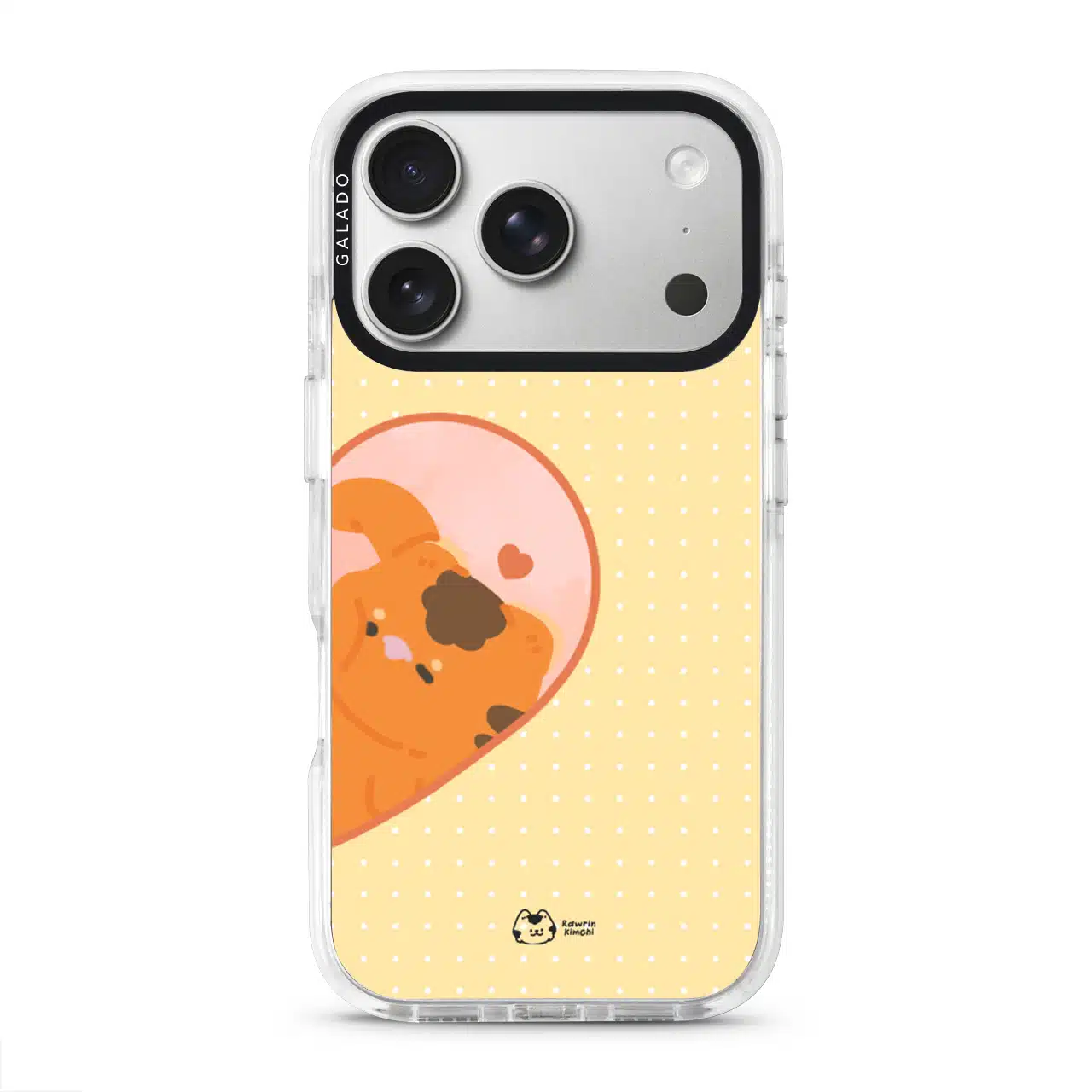 Kimchi Couple Case by Rawrin Kimchi, Kimchi inside half a heart on a yellow case