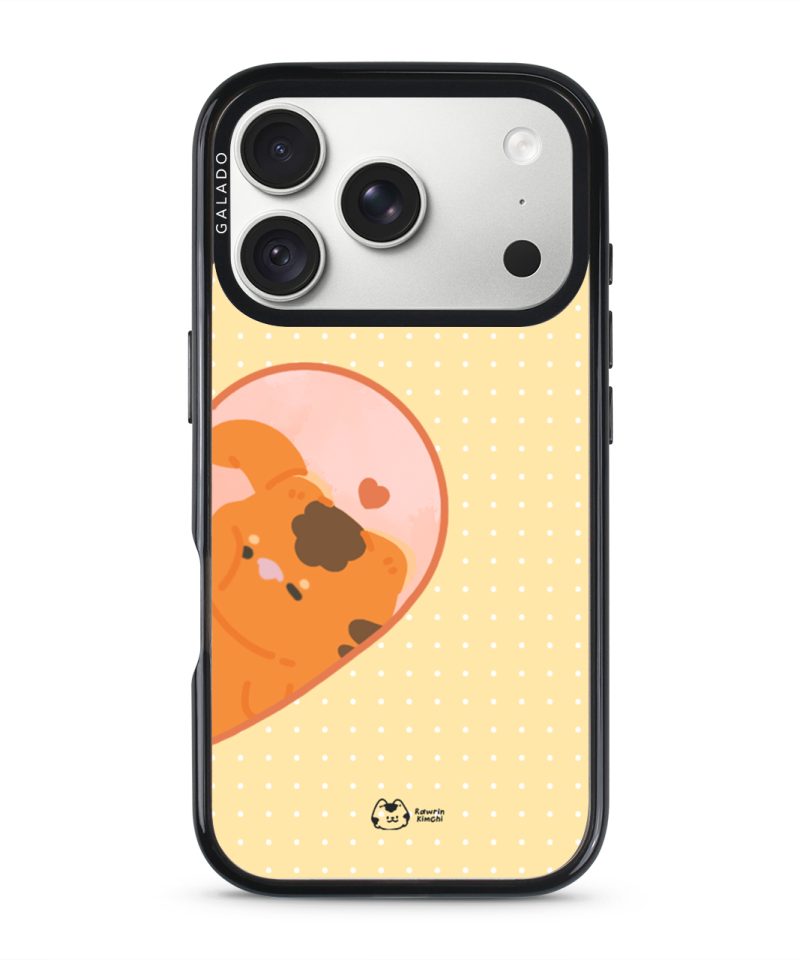 Kimchi Couple Case by Rawrin Kimchi, Kimchi inside half a heart on a yellow case