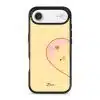 Tamago Couple Case by Rawrin Kimchi, Tamago inside half a heart on a yellow case