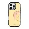 Tamago Couple Case by Rawrin Kimchi, Tamago inside half a heart on a yellow case