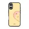 Tamago Couple Case by Rawrin Kimchi, Tamago inside half a heart on a yellow case