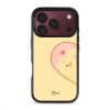 Tamago Couple Case by Rawrin Kimchi, Tamago inside half a heart on a yellow case