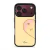Tamago Couple Case by Rawrin Kimchi, Tamago inside half a heart on a yellow case