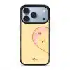 Tamago Couple Case by Rawrin Kimchi, Tamago inside half a heart on a yellow case