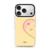 Tamago Couple Case by Rawrin Kimchi, Tamago inside half a heart on a yellow case