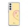 Tamago Couple Case by Rawrin Kimchi, Tamago inside half a heart on a yellow case