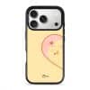 Tamago Couple Case by Rawrin Kimchi, Tamago inside half a heart on a yellow case