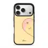 Tamago Couple Case by Rawrin Kimchi, Tamago inside half a heart on a yellow case